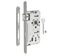 THIRARD - Serrure Encastrable Alsace à Clé pour Porte de Chambre - Droite - Axe 55 mm - Bouts Ronds - Têtière Vernie - 1 Clé - Verrouillage Efficace - Gris