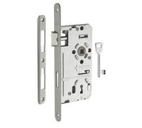 THIRARD - Serrure encastrable Alsace à clé pour porte de chambre, droite, axe 55mm, bouts ronds, têtière vernie, 1 clé - THIRARD