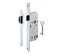 THIRARD - Serrure Encastrable Magnétique à Clé pour Porte de Chambre - Axe 40 mm - Bouts Ronds - Coffre Acier Embouti - Système Magnétique à Pêne Rétractable - Gâche Plate Acier - Gris
