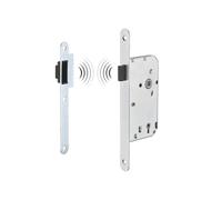 THIRARD - Serrure Encastrable Magnétique à Clé pour Porte de Chambre - Axe 50 mm - Bouts Ronds - Système Magnétique - Gâche Plate en Acier - 1 Clé Fournie - Verrouillage Optimal - Gris