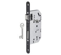 THIRARD - Serrure Encastrable Monomax NF à Clé - Porte de Chambre - Axe 50 mm - Bouts Ronds - Têtière Acier - Gâche Plate - Pêne Acier Galvanisé - 1 Clé - Gris