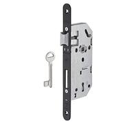 THIRARD - Serrure Encastrable Monomax NF à Clé pour Porte de Chambre - Axe 40 mm - Bouts Ronds - Mécanisme à 2 Tours - Gâche Plate en Acier - 1 Clé - Gris