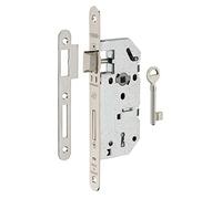 THIRARD - Serrure Encastrable Monomax NF à Clé pour Porte de Chambre - Axe 40 mm - Bouts Ronds - Têtière Nickelée - 1 Clé - Mécanisme à 2 Tours - Carré 7 mm - Entr’axe 70 mm - Gris