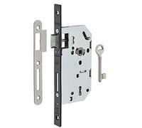 THIRARD - Serrure encastrable Monomax NF à clé pour porte de chambre, axe 50mm, bouts carrés, têtière noire, 1 clé