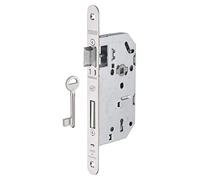 THIRARD Serrure Encastrable Monomax NF à Clé pour Porte de Chambre, Gris | Coffre Acier Embouti, Mécanisme à 2 Tours, Têtière Inox Bouts Ronds, 1 che Plate Acier Zingué.