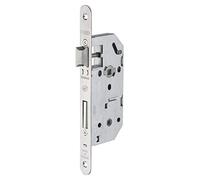 THIRARD - Serrure Encastrable Monomax NF à Condamnation pour Salle de Bain et Toilette - Axe 40 mm - Coffre Acier Embouti - Têtière Inox Bouts Ronds - Gâche Plate Acier - Gris