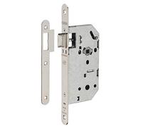 THIRARD - Serrure Encastrable Monomax NF - Porte Intérieure - Axe 50 mm - Bouts Ronds - Têtière Nickelée - Coffre Acier Embouti - Gâche Plate Acier Zingué - Carré 7 mm - Gris