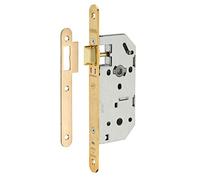 THIRARD - Serrure Encastrable Monomax NF pour Porte Intérieure - Axe 40 mm - Bouts Ronds - Têtière Laitonnée - Coffre Acier Embouti - Gâche Plate Acier Zingué - Carré 7 mm - Jaune/Doré