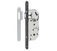 THIRARD - Serrure Encastrable Monomax NF pour Porte Intérieure - Axe 40 mm - Coffre Acier Embouti - Têtière Noire Bouts Ronds - Demi-Tour Bipente Réversible