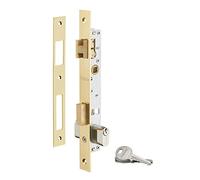 THIRARD - Serrure Encastrable pour Porte d'Entrée avec Cylindre - Axe 14 mm - 3 Clés - Coffre Acier - Têtière Acier Laitonnée - Demi-Tour Réversible - Pêne Laiton - Gris