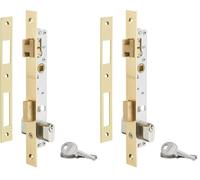 THIRARD - Serrure Encastrable pour Porte d'Entrée avec Cylindre - Axe 14 mm - 3 Clés - Coffre Acier - Têtière Acier Laitonnée - Demi-Tour Réversible - Pêne Laiton - Gris (Lot de 2)
