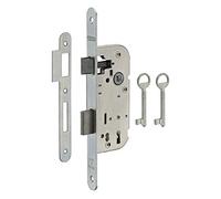 THIRARD - Serrure encastrable à clé pour porte de chambre, axe 40mm, bouts ronds, 2 tours, zingué, 1 clé