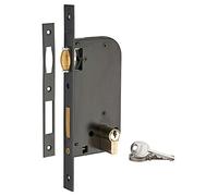 THIRARD - Serrure encastrable à rouleau pour porte d'entrée, axe 50mm, cylindre 30x30mm, bouts carrés, noir, 3 clés