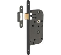 THIRARD - Serrure Encastrable pour Porte Intérieure - Axe 50 mm - Bouts Ronds - Epoxy Noir - Coffre Acier Embouti - Têtière Acier - Demi-Tour Alliage Réversible - Noir