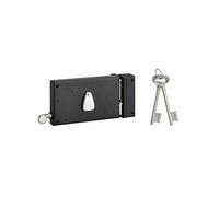 THIRARD - Serrure horizontale en applique 4 gorges à tirage pour porte d'entrée, droite, axe 70mm, 140x82mm, noir, 2 clés