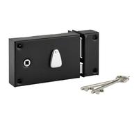 THIRARD Serrure Horizontale en Applique 6 Gorges à Fouillot, Droite, Noir | Axe 56 mm, Pour Porte d'Entrée, 140x88 mm, 2 Clés, Carré 7 mm, Entraxe 59 mm, 1 Point de Fermeture, Acier, Finition Granit