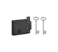 THIRARD Serrure Horizontale en Applique roite, Axe 50 mm, 2 Clés | Pour Porte de Cave, 85x76 mm, Pêne Seul, Entraxe 60 mm, 1 Point de Fermeture, Acier, Finition Granit, Garantie 2 Ans