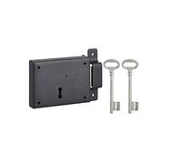 THIRARD - Serrure horizontale en applique à clé pour porte de cave, pêne seul, droite, axe 60mm, 110x80mm, noir, 2 clés
