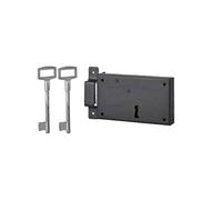 THIRARD - Serrure horizontale en applique à clé pour porte de cave, pêne seul, gauche, axe 80mm, 140x80mm, noir, 2 clés