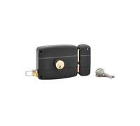 THIRARD - Serrure horizontale en applique double entrée à tirage pour entrée, droite, 120x97mm, axe 60mm, noir granité, 3 clés