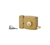 THIRARD - Serrure horizontale en applique double entrée à tirage pour porte d'entrée, gauche, 100x94mm, axe 50mm, marron, 3 clés