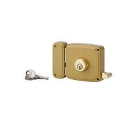 THIRARD - Serrure horizontale en applique double entrée à tirage pour porte d'entrée, gauche, 100x94mm, axe 50mm, marron, 3 clés