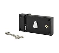 THIRARD - Serrure Horizontale en Applique ouillot pour Portail - Gauche - Axe 56 mm - 140 x 88 mm - Noir - 2 Clés - Mécanisme à 6 Gorges - Anti-Corrosion