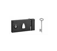 Thirard – Serrure horizontale en applique à clé à fouillot – Droite, axe 58 mm, 140×82 mm, noir, 1 clé
