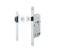 THIRARD - Serrure Magnétique Encastrable pour Porte Intérieure - Axe 40 mm - Bouts Ronds - Fer Satiné - Système Magnétique à Pêne Rétractable - Gâche Plate Acier - Silencieuse - Gris