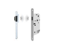 THIRARD - Serrure Magnétique Encastrable pour Porte Intérieure - Axe 50 mm - Bouts Ronds - Fer Satiné - Système Magnétique à Pêne Rétractable - Gâche Plate en Acier - Silencieuse - Gris