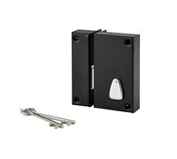 THIRARD - Serrure verticale en applique 6 gorges à clé pour porte de cave, pêne seul, gauche, axe 45mm, 75x130mm, noir, 2 clés