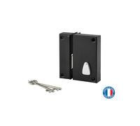 THIRARD - Serrure verticale en applique 6 gorges à clé pour porte de cave, pêne seul, gauche, axe 45mm, 75x130mm, noir, 2 clés