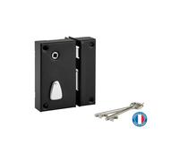 Thirard Serrure verticale en applique 6 gorges, droite, axe45mm, carré7mm, 75x130mm, noir, 2 clés