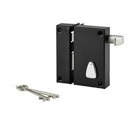 THIRARD - Serrure Verticale en Applique 6 Gorges à Tirage pour Entrée - Gauche - Axe 45 mm - Carré 7 mm - 75 x 130 mm - Noir - Coffre et Gâche Acier Cambré - 2 Clés Incluses