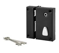 THIRARD - Serrure Verticale En Applique 6 Gorges - Fouillot - Pour Entrée Gauche - Axe 45 mm - Carré 7 mm - 75 x 130 mm - Noir - 2 Clés Incluses - Coffre Et Gâche Acier Cambré