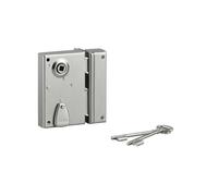 THIRARD - Serrure verticale en applique à clé à fouillot pour portail, droite, axe 40mm, 70x110mm, saillie 5mm, zingué, 2 clés