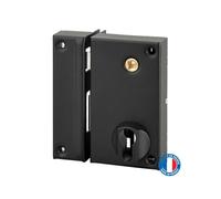 THIRARD Serrure Verticale en Applique Double Entrée, Gauche, Noir | Axe 45 mm, Pour Portail, 75x130 mm, Entraxe 70 mm, Carré 7 mm, Boîtier Seul, Cylindre Non Fourni, À Fouillot, Acier