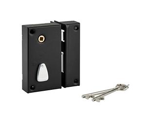 THIRARD - Serrure Verticale en Applique ouillot pour Portail - Droite - Axe 45 mm - 75 x 130 mm - Noir - 2 Clés - Coffre et Gâche Acier - Mécanisme à 6 Gorges - Verrouillage Sécurisé