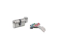 THIRARD - Cylindre de Serrure à Bouton T2 - Nickel - Très Haute Sécurité - Anti-Arrachement, Anti-Perçage, Anti-Crochetage, Anti-Snap - 30bx30 mm - Gris - 5 Clés Plates Réversibles