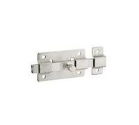 THIRARD - Targette Pêne Plat - Inox - Corps Inox Cambré - Gâche Inox Cambré - Bouton Inox Décolleté - Pêne Rond Coulissant - Système de Fermeture Efficace - 75 mm - Gris