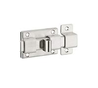 THIRARD - Targette Pêne Plat - Inox - Corps Inox - Gâche Inox - Bouton Inox - Pêne Plat Coulissant - Système de Fermeture Efficace - 44 x 64.5 mm - Gris