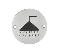 THIRARD - Disque de signalisation Douche, à visser, inox brossé, marquage noir, Ø76mm