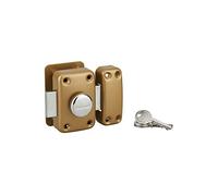 THIRARD - Verrou à bouton Apache avec plaque de renfort pour porte d'entrée, cylindre 45mm, acier, 3 clés, époxy or