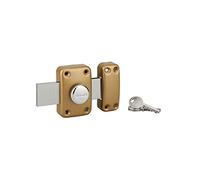 THIRARD - Verrou à Bouton Apache - Cylindre 40 mm - Acier - Époxy Or - Sécurité Porte de Garage - Ø 23 mm - Pêne 160 mm - Coffre 90 x 60 mm - Jaune/Doré - 3 Clés Crantées