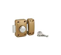 THIRARD - Verrou à Bouton Apache - Cylindre 60 mm - Acier - Époxy Or - Sécurité Porte d'Entrée - Ø 23 mm - Coffre 90 x 60 mm - Jaune/Doré - 3 Clés Crantées