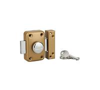 THIRARD - Verrou à Bouton Apache - Cylindre Laiton 45 mm - Ø 23 mm - 3 Clés Crantées - Sécurité Huisserie Métallique - Epoxy Or - Acier - Coffre 90 x 60 mm