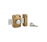 THIRARD - Verrou à bouton Apache pour porte à recouvrement, cylindre 45mm, pêne 140mm, acier, 3 clés, époxy or