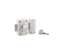 THIRARD - Verrou à bouton Apache pour porte d'entrée, cylindre 60mm, acier, 3 clés, époxy blanc - THIRARD