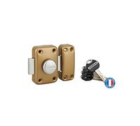 THIRARD - Verrou à Bouton Fédéral pour Porte d'Entrée - Cylindre Laiton 45 mm - Ø 23 mm - 4 Clés Réversibles - Acier - Hauteur 90 mm - Largeur 60 mm - Époxy Or