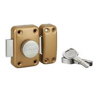 THIRARD - Verrou à bouton Transit 2 pour porte d'entrée, cylindre 45mm, 4 clés, époxy or